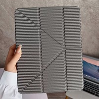 Casing Tablet Kulit PU Pola Serat Lipat 3 Y untuk iPad Generasi ke-10 10.9 Inci untuk iPad Generasi ke-11 2025 Casing TPU Anti Benturan