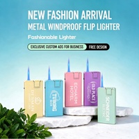 Briquet torche à jet métallique, logo publicitaire personnalisé, flamme bleue coupe-vent, rechargeable au gaz butane, vente en gros OEM