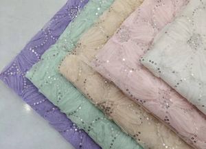 Sang Trọng Cô Dâu Voan Sequin Vải Hạt 3D Rose Flower Thêu Pháp <span class=keywords><strong>Net</strong></span> Ren Vải Cho Đám Cưới - Product Image 5