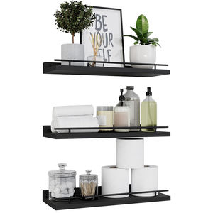 <span class=keywords><strong>3</strong></span>-delige zwevende metalen wandplank voor slaapkamer, woonkamer, ruimte voor planten, fotolijsten, wandgemonteerd opbergrek voor - Product Image 1