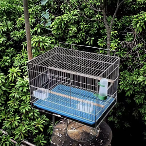 Grande <span class=keywords><strong>cage</strong></span> à oiseaux pliable en fil de fer avec bac à eau, <span class=keywords><strong>cage</strong></span> en métal pour perroquets et petits oiseaux, plateau en fer pour l'élevage, plateau en plastique, palette - Product Image 3