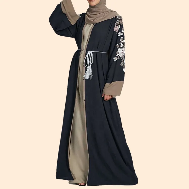 Abito musulmano Nida Kimono pieghettato Plain Abaya Ladies Women Dresses Newest Trendy Abaya Maxi Muslimah tessuto Nidha Pearl adulti