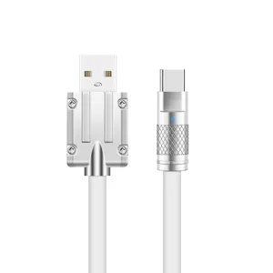 Factory Direct Zinc Alloy 120W Type C Cable Silicon Fast Charging USB C Data Wire for Huawei P40 P30 Pro Oppo Xiaomi Redmi