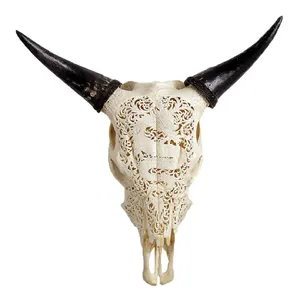 Resin animated hand craved skull cattle animal cow skulls for wall mounted hanging decor