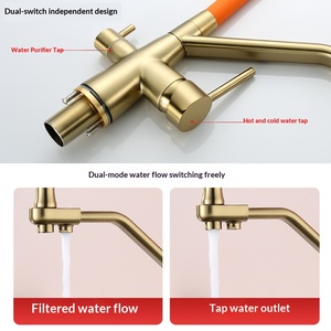 Grifo de <span class=keywords><strong>Cocina</strong></span> Tres en Uno con Filtro de Agua Potable, Rociador Extraíble, Grifo Giratorio de Cobre para Fregadero, Mezclador de Agua Fría y Caliente - Product Image 5