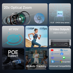 Hầu hết các chi phí-hiệu quả ai theo dõi 20x Zoom 1080p60fps NDI PoE hội nghị PTZ camera với <span class=keywords><strong>IP</strong></span> HD-M1 USB giao diện - Product Image 3