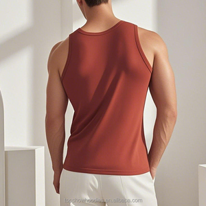 OEM 사용자 정의 100% 면 헤비웨이트 훈련 조끼 보디 빌딩 근육 피트니스 스트링거 실행 싱글 렛 체육관 탱크 탑 남성용 - Product Image 2