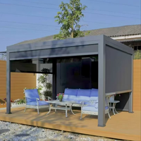 Anpassbare Motorisierte Aluminium-Lamellendach-Pergola, Windbeständig und Regenfest, für Balkon, Garten und Pool, Pulverbeschichtet