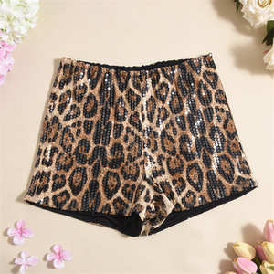 Pantalones cortos de leopardo con lentejuelas, conjuntos de 2 piezas, suéter con patrón de letras para mujer + Pantalones cortos a juego, ropa de calle 2025 Y2K - Product Image 6