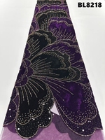 Tissu en dentelle 100 % polyester de qualité supérieure, brodé, transparent, résistant à l'abrasion, respirant, pour le polissage et le sablage efficaces des vêtements féminins