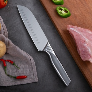 Ensemble de couteaux de cuisine de luxe en acier inoxydable avec bloc, comprenant un couteau de boucher, un couteau utilitaire, un couteau à steak et des ciseaux, à manche creux - Product Image 3