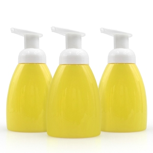 Bouteille plate en PET de 250 ml personnalisable jaune, blanc, vert avec pompe mousse pour désinfectant pour les mains, mousse nettoyante, lotion de <span class=keywords><strong>bain</strong></span> pour enfants - Product Image 6