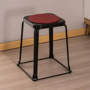 Ensemble de mobilier de table à haut rembourré doux, carré et en métal, en acier inoxydable, barre à manger empilable, style nordique, moderne, noir