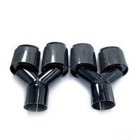 Embout d'échappement universel en fibre de carbone brillant pour voiture, double sortie en Y, en acier inoxydable noir, pour la décoration des silencieux