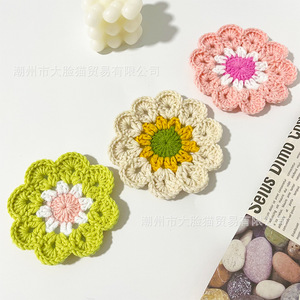 Posavasos florales hechos a mano, tapetes aislantes redondos de hilo para decoración de mesa - Product Image 2