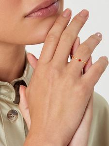 <b>Dainty</b> Birthstone Bypass <b>Ring</b> | 18K PVD Gold Plated Stainless Steel Minimalist Adjustable Open Zircon <b>Ring</b> | Waterproof, Durable - Product Image 5