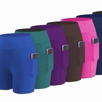 Shorts de sport pour femmes, taille haute, à compression, avec poches, pour le yoga, la course, la gym et le cyclisme, avec effet push-up fessier, entrejambe 5 pouces