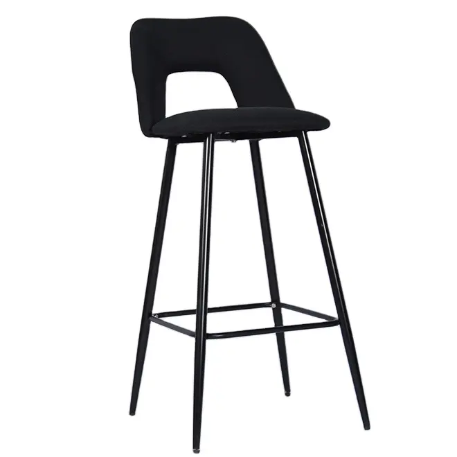 Домашний барный стул, оптовая продажа, современные металлические ножки для кафе, ресторана, барный стул, сиденье, бархатные стулья из черной ткани