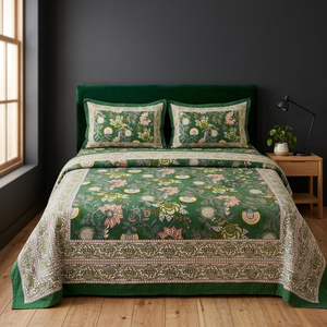 Parure de lit en coton 300 fils de qualité supérieure, imprimée à la main, motif floral paisley blanc, pour la maison et l'hôtellerie - Product Image 2
