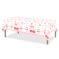Huancai cerise fête nappe arcs roses nappe en plastique couverture de Table jetable pour enfants anniversaire Fruits fête fournitures