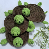 Nouveaux sous-verres en crochet faits main en forme de tortue, tapis résistants à la chaleur en acrylique, motif tortue de mer mignonne tricotée à la main, design moderne style ferme