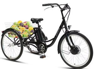 Triciclo de Cuerpo Abierto de 24 Pulgadas para Entrega de Alimentos Familiar con Motor de 250W, Batería de Litio de 36V 13Ah, Neumático Grueso de 20 Pulgadas, Bicicleta Eléctrica en Oferta - Product Image 5