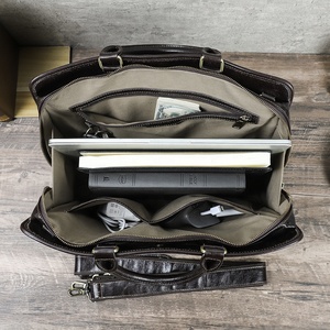 Tas kustom Laptop 14.2 inci pria, tas tangan kapasitas besar gaya Retro dengan nama Tag telepon untuk perjalanan - Product Image 4