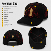 Gorras de Béisbol Negras con Logotipo Personalizado, Bordado 3D en Relieve, Pedrería, Estilo Hip Hop, Streetwear, Gorra Snapback con Bolsa y Caja