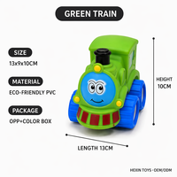 Train jouet à rétrofriction en PVC vert 13x9x10cm pour enfants, jouet de plage, véhicule, décoration de table pour enfants, pour l'enseignement en classe