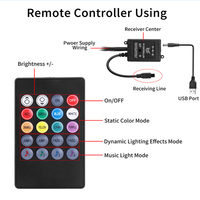 Bande LED RGB 5050 pour voiture, télécommandée, USB, éclairage d'ambiance, accessoires de voiture, éclairage intérieur