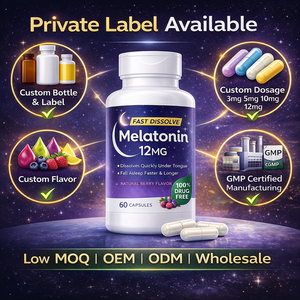 Cápsulas de <span class=keywords><strong>Melatonina</strong></span> 12mg al por Mayor, Sabor Natural a Bayas, Disolución Rápida, Suplemento para Dormir, Servicio de Etiqueta Privada OEM/ODM, GMP - Product Image 6