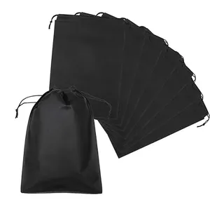 High Quality Black Cotton Canvas Dust Bag Custom Printing Logo Packaging Storage Drawstring Pouch For Cap Shoe Hats