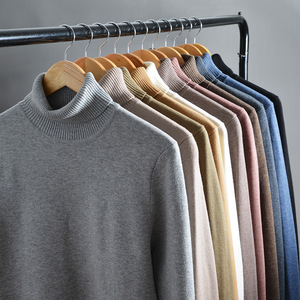 OEM Thoáng Khí Giản Dị Kinh Doanh Mùa Thu Mùa Đông Cơ Sở Áo Sơ Mi Màu Rắn Mỏng Phù Hợp Với Cao Cổ Người Đàn Ông Của Dệt Kim Áo Len - Product Image 3