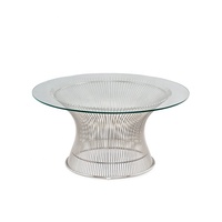 Table basse ronde en verre au design moderne, table d'appoint en acier inoxydable pour salon, table basse classique