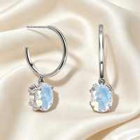 Nedeins — boucles d'oreilles longues en pierre de lune à quatre griffes, en argent Sterling S925, pierres naturelles, rondes à la mode