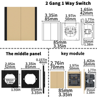 Interruptores y Enchufes de Pared WESA Ultrafinos con Botón Pulsador EU 1/2/3 Vías, Enchufe de Alimentación de 1 Vía, Combinación Libre, Diseño Moderno de Lujo