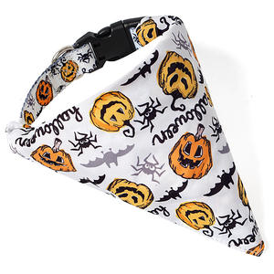 Usine En Gros Pet Umpkin Fantôme Imprimer Collier Avec Alliage D-ring Boucle Réglable Halloween Chien Collier Bandana - Product Image 6