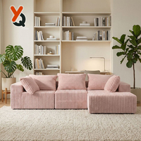 Modernes Minimalistisches Hochdichtes 30D Schwamm Vakuumkomprimiertes Dreisitzer Quadratisches Modulares Sofa mit Cordbezug für Wohnzimmer