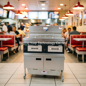 <span class=keywords><strong>Friteuse</strong></span> professionnelle <span class=keywords><strong>à</strong></span> <span class=keywords><strong>gaz</strong></span> <span class=keywords><strong>double</strong></span> cuve avec 4 paniers 26L*2 pour poulet et frites 200 ° Température C pour poulet, frites - Product Image 1