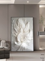 Peinture décorative moderne et simple pour entrée de salon, thème plumes, en porcelaine de cristal, sur toile, avec cadre en aluminium, finition mate