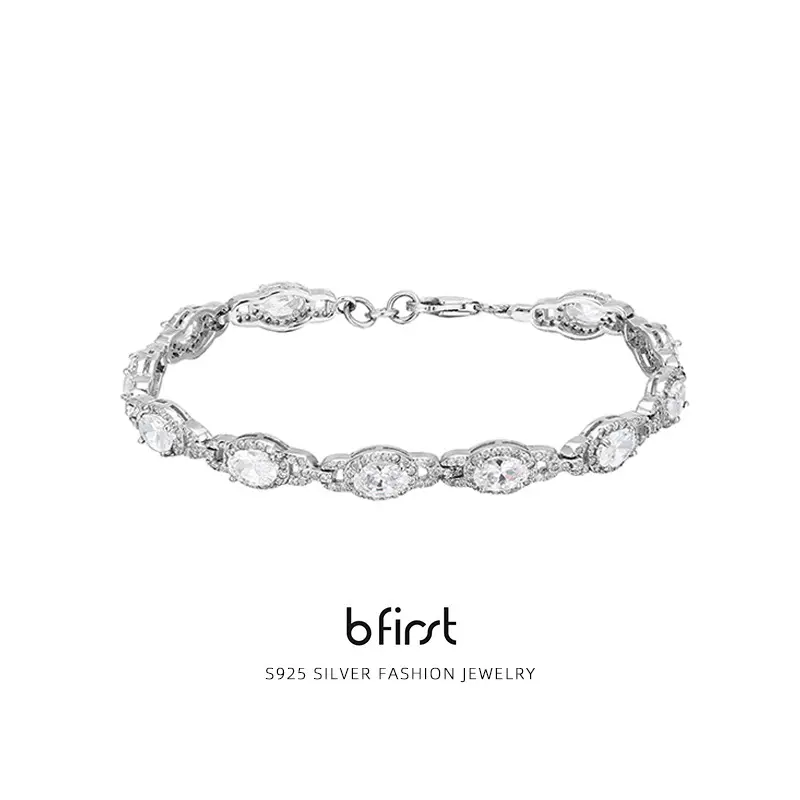 Grace Jewelry-pulsera de zirconia personalizada, brazalete de diseño Simple de plata de ley, de lujo, de alta calidad, venta al por mayor