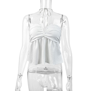 Canottiera estiva Sexy da donna <span class=keywords><strong>con</strong></span> scollo a V profondo aderente gilet arruffato in maglia Spandex <span class=keywords><strong>con</strong></span> colletto quadrato, stampa <span class=keywords><strong>con</strong></span> Logo frontale in stile dolce - Product Image 4