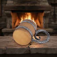 Tasse à bière en bois brut de Simulation 3D, gobelet de chevalier rétro en bois Viking, tasses à vin en acier inoxydable, tasses à café