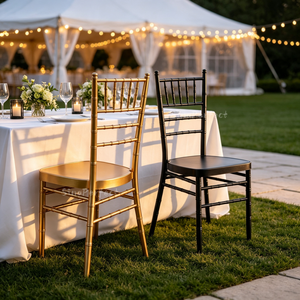 Sillas Chiavari Metálicas Apilables Blancas y Doradas Sinoperfect, Sillas Tiffany para Bodas, Sillas al por Mayor para Eventos y Banquetes - Product Image 2