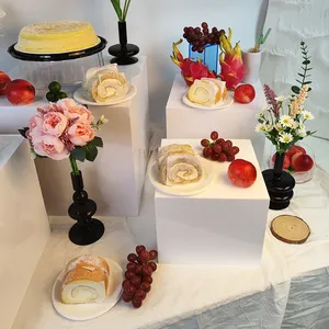 Personalizado OEM/ODM Tamaño/Color acrílico buffet elevador Cake Stand Blanco Acrílico Display Food Riser Square Buffet Riser Cube
