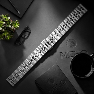 Bracelet de montre Jubilé en acier inoxydable, maillons larges de 20 mm, fermoir déployant argenté pour montres-bracelets vintage - Product Image 1