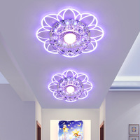 Petit Plafond Cristal Lampe Balcon 5W Fleur Forme Rgb Coloré Plafonniers pour Couloir Allée Balcon