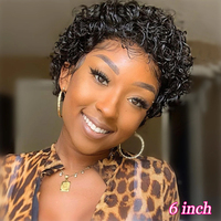 Perruques de cheveux humains 13x4 HD Lace Pixie Curls pré-épilées avec baby hair, sans colle, coupe pixie, avec frontal en dentelle