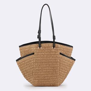 女式休闲手提包沙滩包新款简约时尚大容量草编单肩纸绳手提包涤纶内衬 - Product Image 2