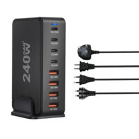 240W 8-Port GaN Şarj Cihazı QC3.0 PD Hızlı Şarj İstasyonu Kamera/Telefon/Tablet Seyahat Masaüstü Adaptörü ABD AB İngiltere Avustralya